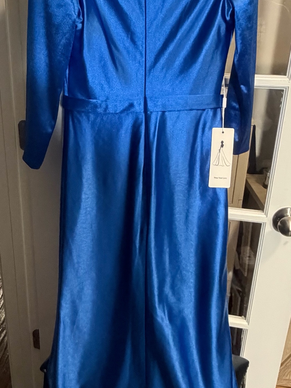 Satin Royal Blue Long Dress with Tag